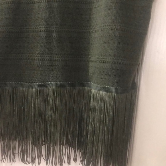 Army Green Knit Fringe Tank Top - Picture 4 of 4